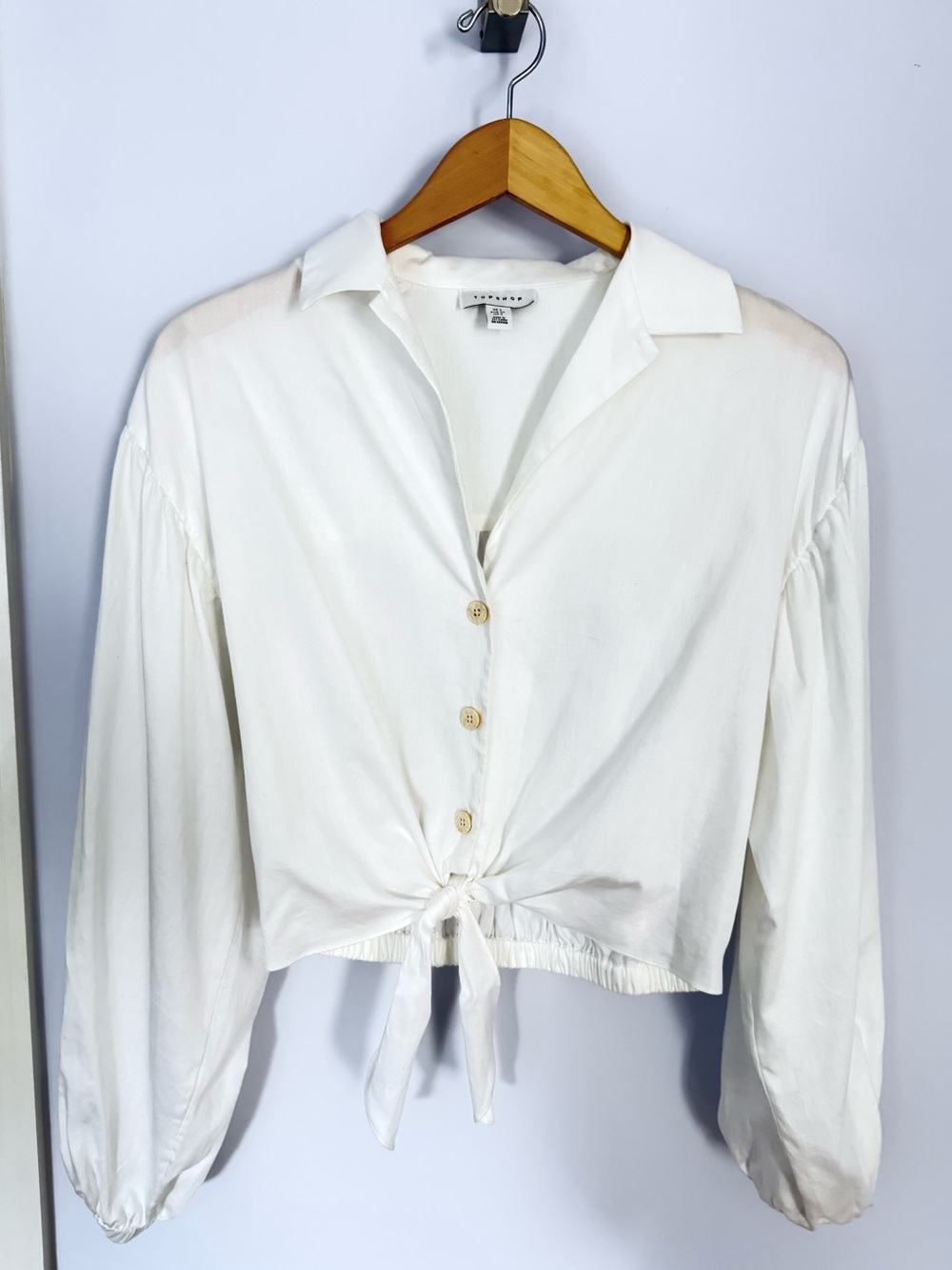 Topshop White Tie Front Top 100% Cotton Blouse 2